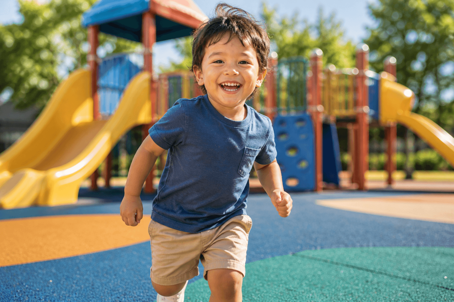 Children playing together in a playground